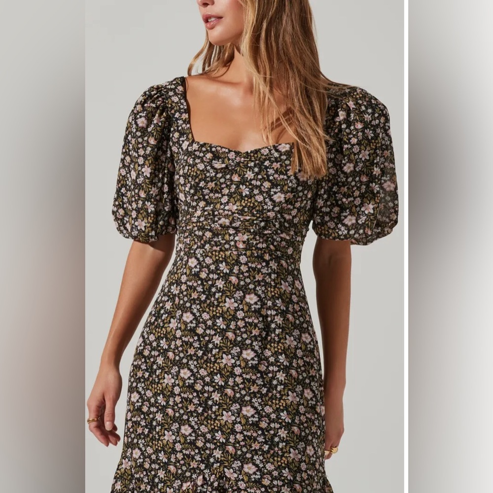 Astr The Label Floral Asymmetrical Hem Dress fall